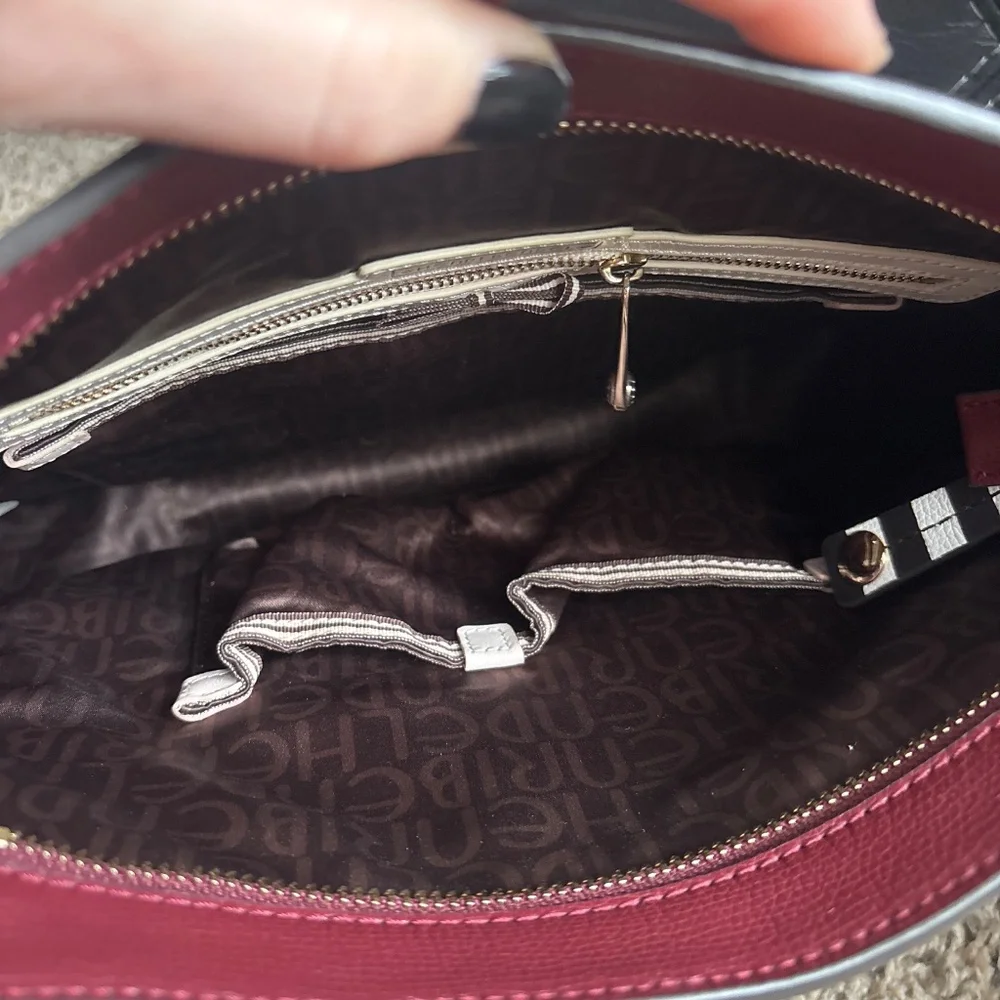 HENRI BENDEL Leather Shoulder Bag Crossbody Bordeaux